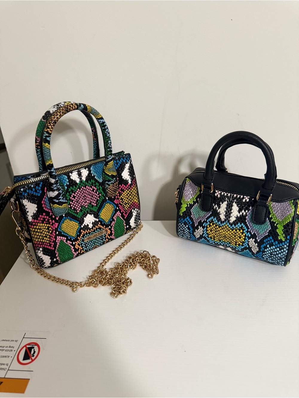 Multicolor Snake-Print Mini Satchel Handbags